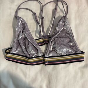 Velvet Bralette with Striped Band